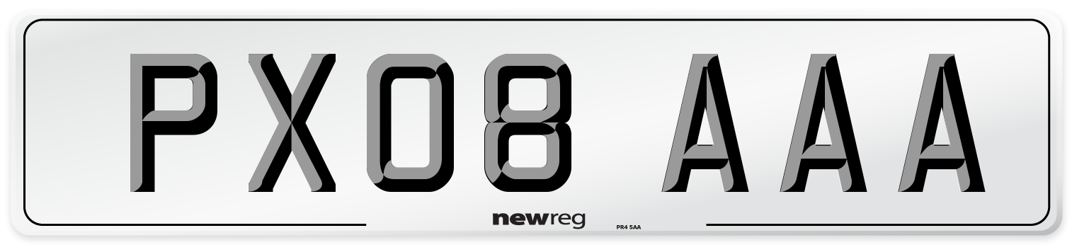 PX08 AAA Number Plate from New Reg